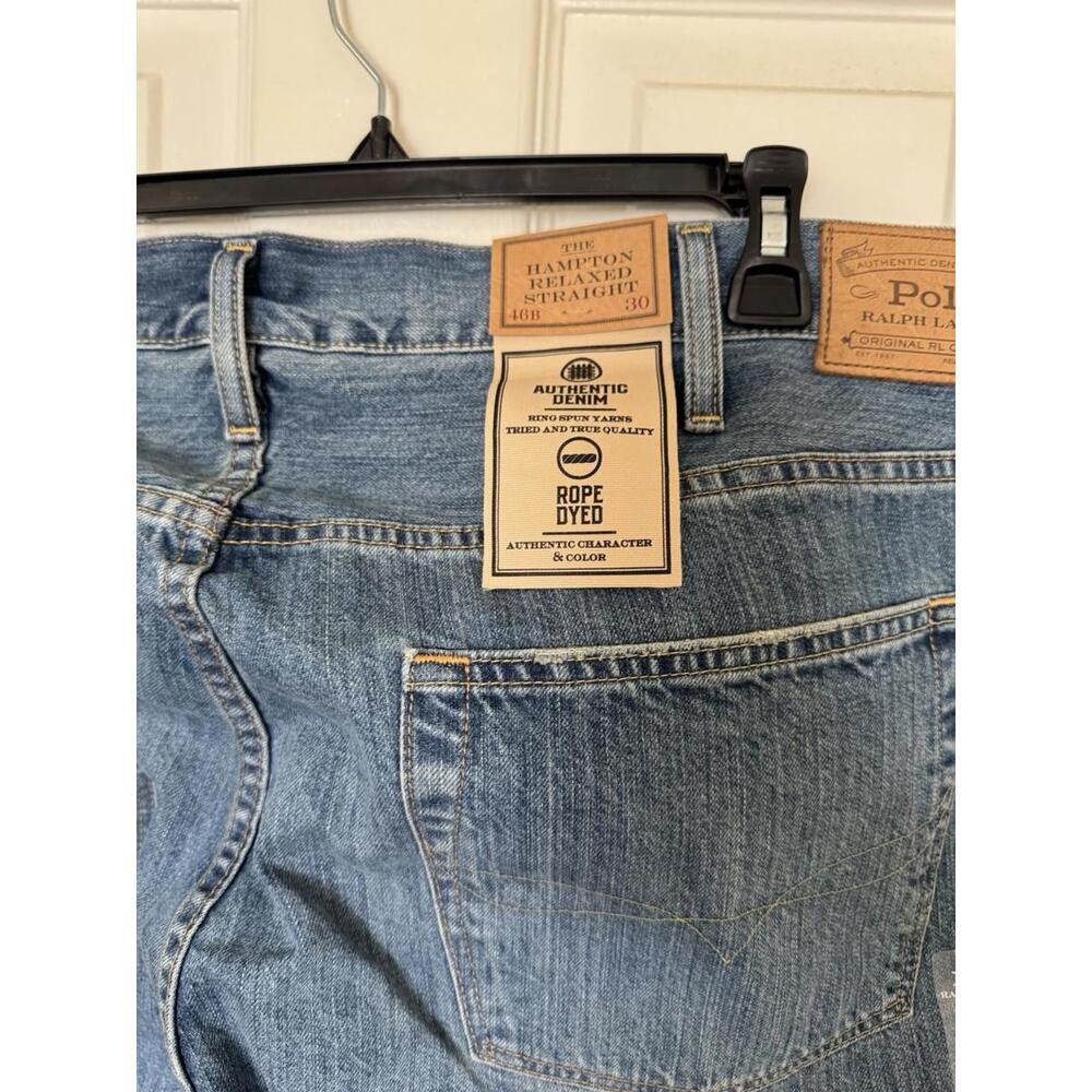 Polo Ralph Lauren Men’s 46BIG X 30L Hampton Relaxed Straight Stretch Blue Jeans - Picture 8 of 10